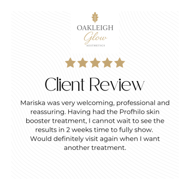 Client testimonial sharing their experience at Oakleigh Glow Aesthetics in Medway.